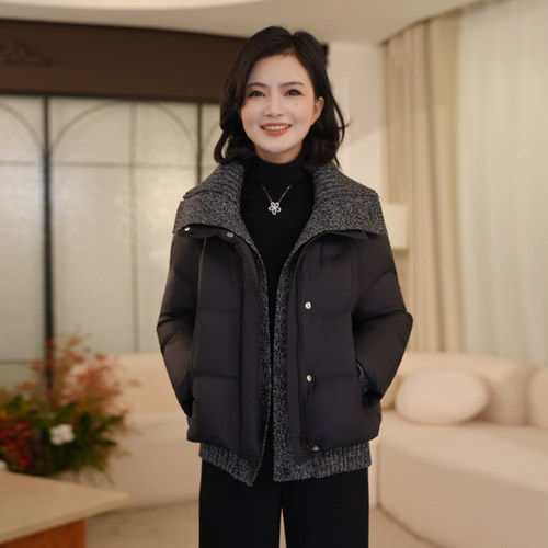 【假两件羽绒服】枫竺阿楠anan90白鸭绒时髦拼接针织假两件百搭外