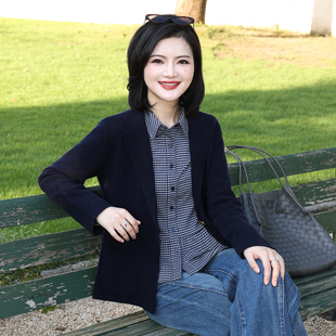 【四平针】枫竺老钱风羊毛针织西装开衫女25秋冬外搭短款毛衣外套