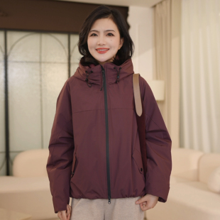 2025秋冬新款 枫竺休闲连帽户外羽绒服女短款 保暖外套 90白鹅绒
