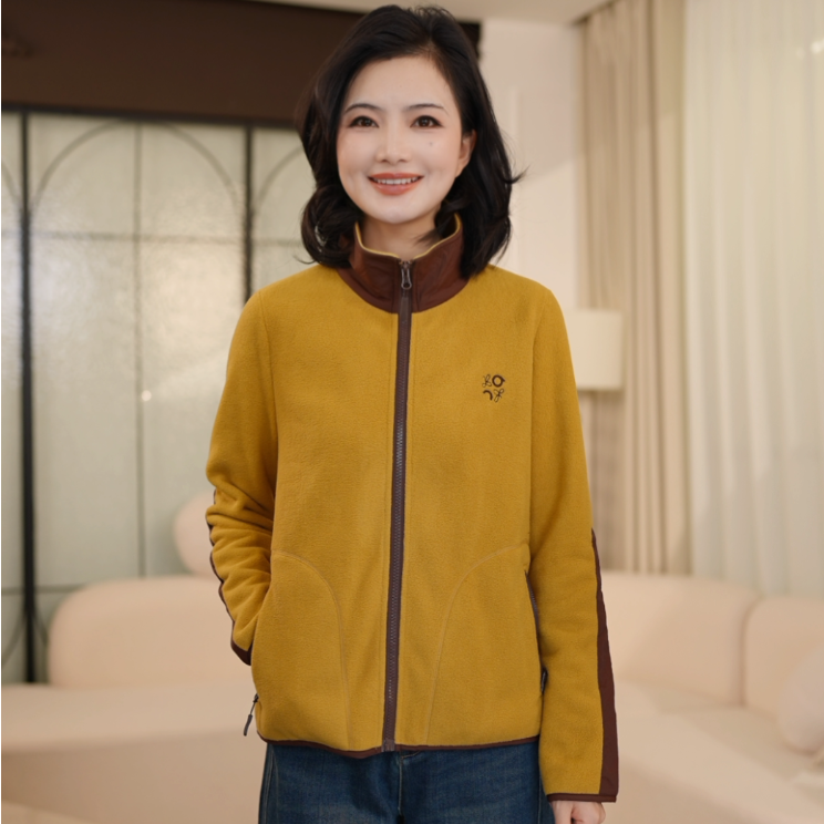 枫竺撞色拉链立领绣花摇粒绒外套女短款2025秋冬季叠穿保暖抓绒衣,女装/女士精品,短外套,淘宝优惠券,粉丝福利购,淘宝优惠卷