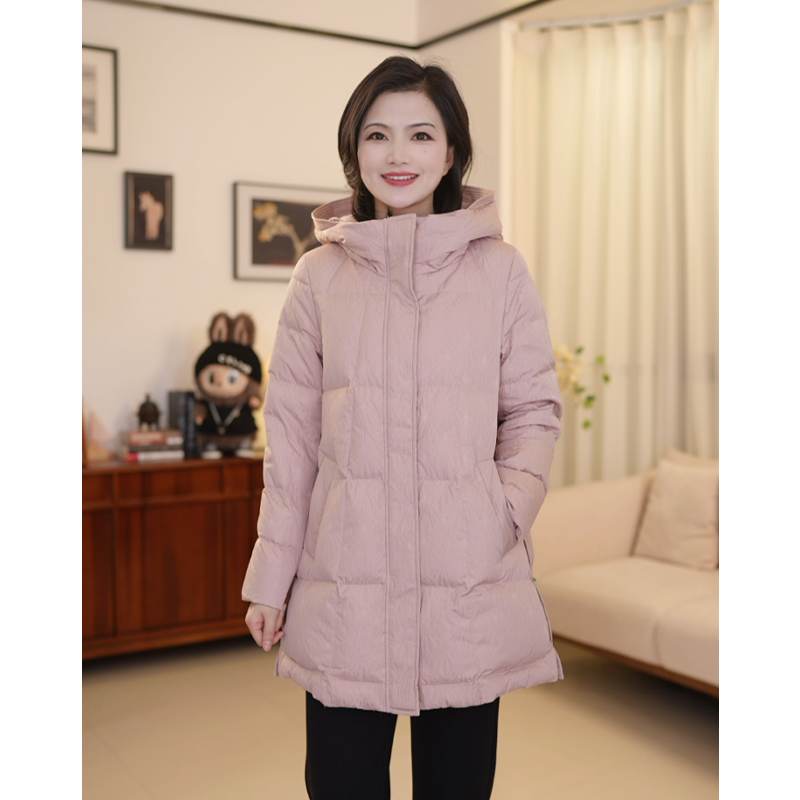 简约百搭连帽保暖羽绒服外套女