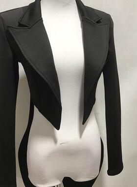 夜店酒吧gogo领舞ds演出服性感黑色长袖西装燕尾服舞台装