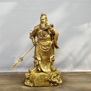 速发黄铜关公刀号摆件义薄云须关公关二爷铜像提大捋天关羽像