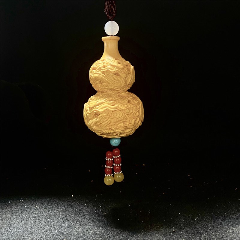 速发崖柏黄杨木雕吊坠福葫芦汽车载挂件招财出入平安饰品中式平安