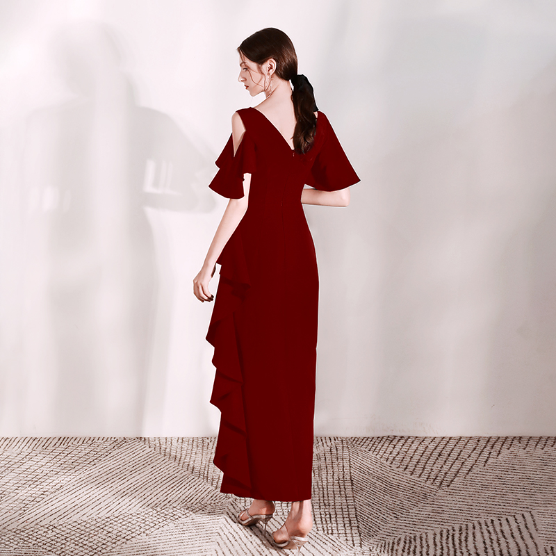 速发敬酒服新娘2021新款酒红色大气平时可穿订婚结婚回门礼服连衣