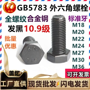 速发上标20.级外六角头螺栓发黑色GB578全牙螺纹M1M8M614高强度螺