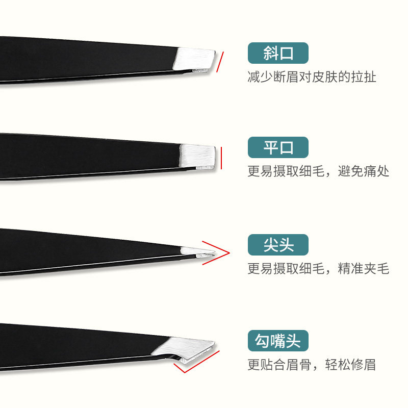 速发眉毛夹小镊子拔毛钳拔胡子眉夹修眉工具圆头贴假睫毛不锈钢高