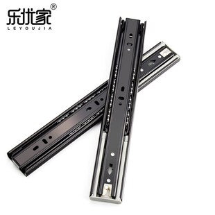 速发滚珠静音不锈滑三静钢轨导轨轨道抽屉滑轨三节节音缓冲阻尼道