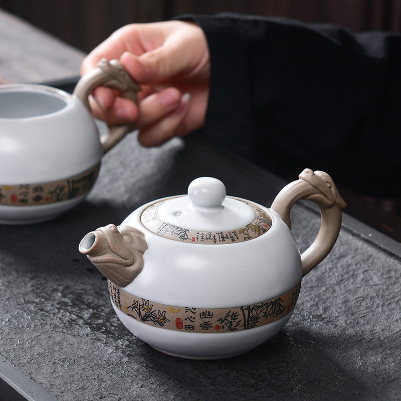 速发陶瓷器壶茶具茶夫 家用功夫茶哥窑汝窑开片茶壶泡茶功单壶