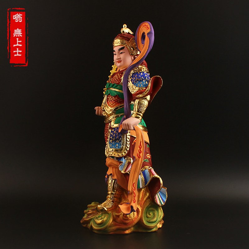 速发关公韦陀伽蓝护法神像佛像树脂彩绘工艺品吉祥关二爷天将平安