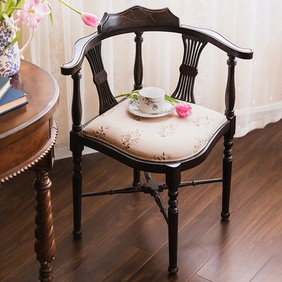 速发收获小屋中居客厅台靠背扶手三角椅卧实梳餐椅复古室木妆椅