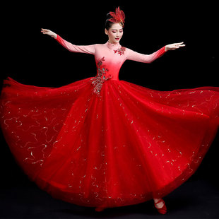速发2022新款 中国舞伴演出服 大气歌蹈舞开场舞大摆裙舞灯火里