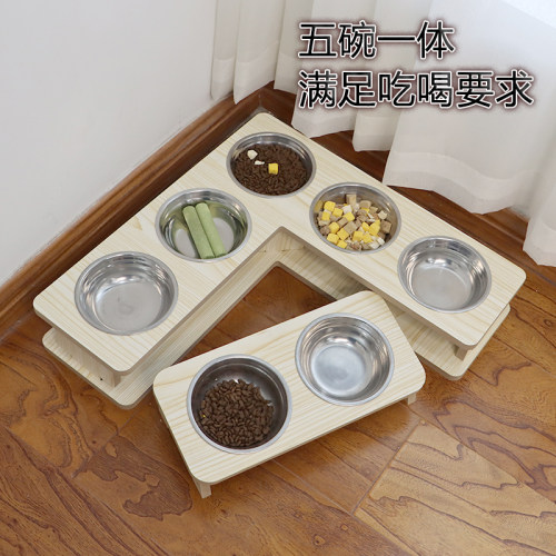 速发猫碗猫食盆陶碗瓷猫咪兔兔饭碗喝水一体用猫狗水碗式品防打翻