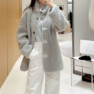 2025冬季新款女装时尚百搭复古皮毛一体立领宽松外套 EBE4COT026