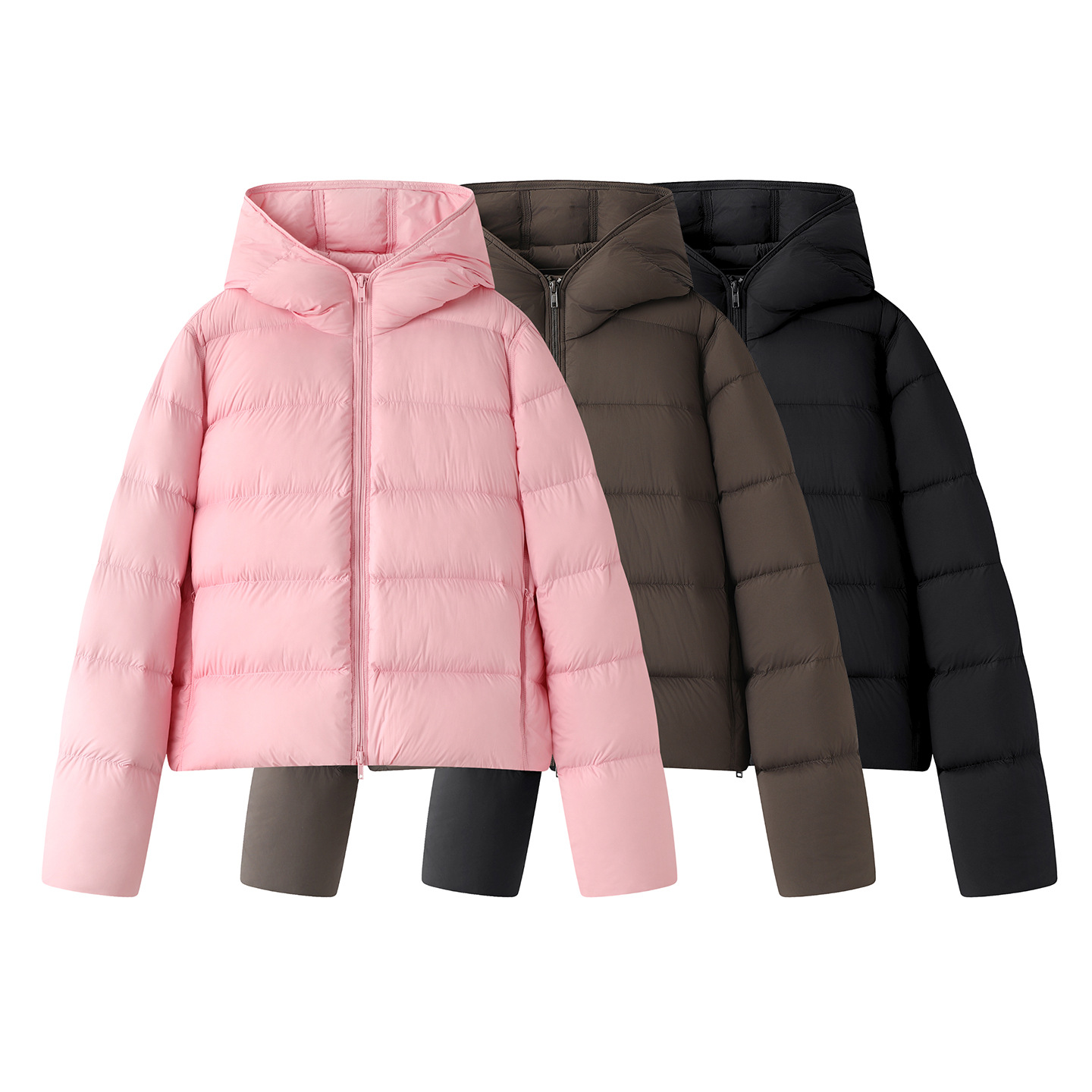 现货2025冬新品简约宽松连帽短款羽绒服外套5P0C11920