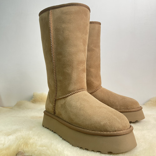 河南桑坡羊皮毛一体雪地靴女高筒厚底5815真羊毛厚底雪地棉