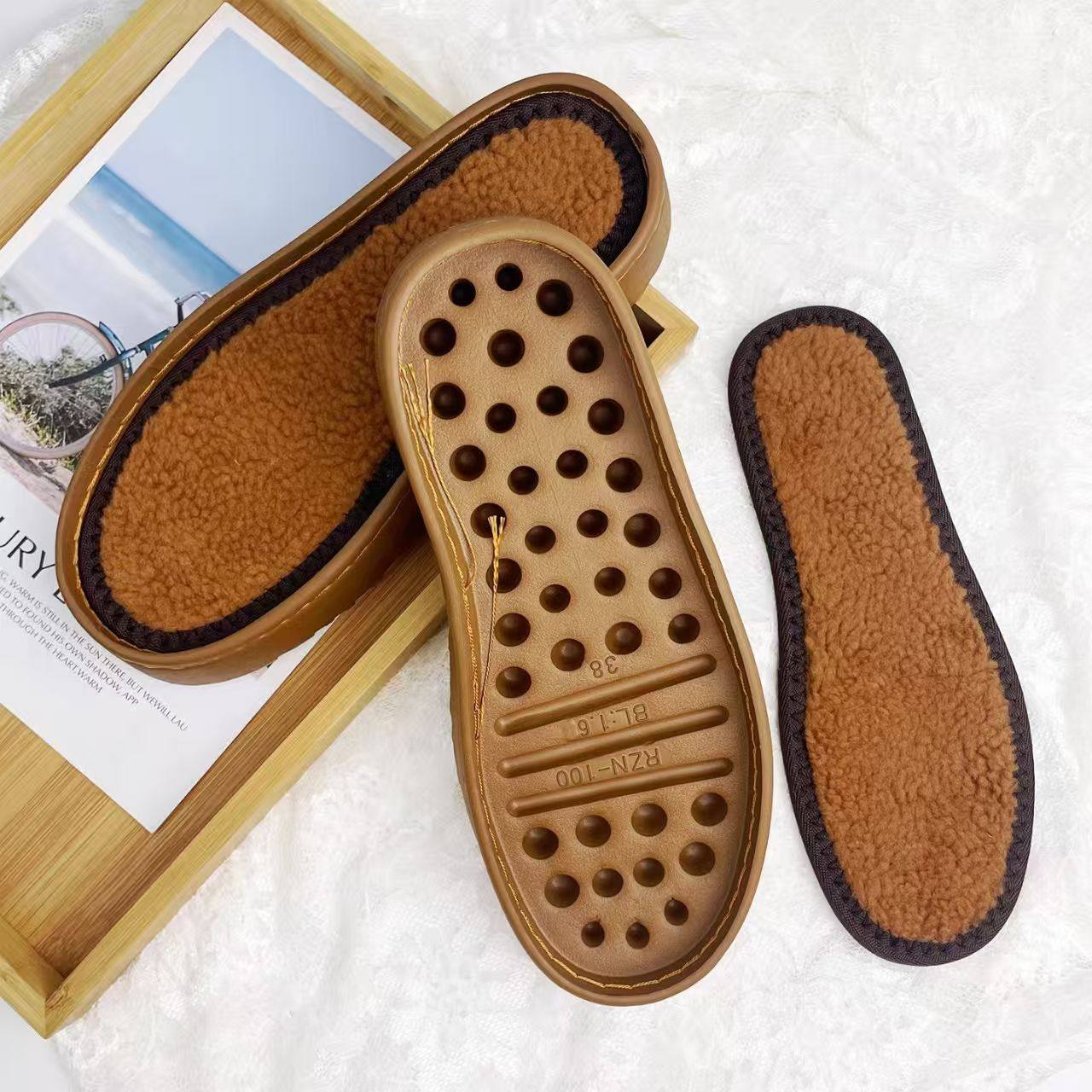 太阳花靴底手工编织冰条线钩织拖鞋男女冬季eva防滑加厚柔软鞋底,居家布艺,居家棉拖/棉鞋,淘宝优惠券,粉丝福利购,淘宝优惠卷