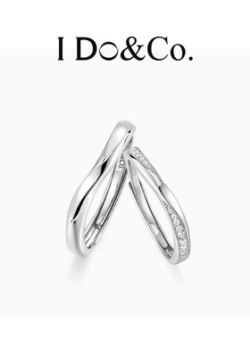I Do&Co.Love情侣对戒素圈925银戒指开口女生日礼物送男友女友