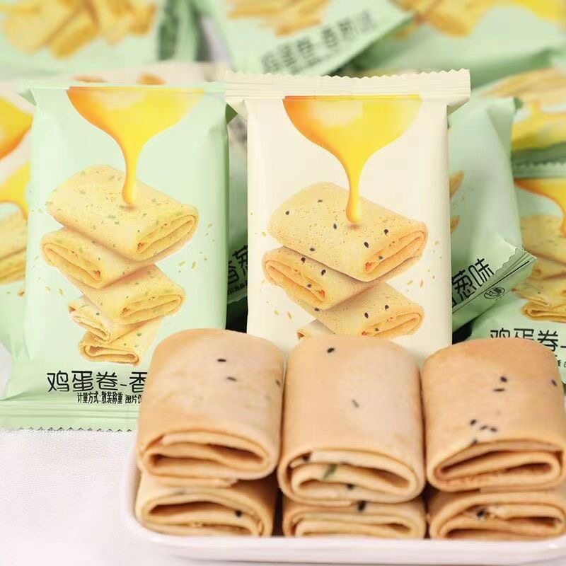 朋派鸡蛋卷香葱咸味酥脆凤凰卷600g早餐糕点独立小包散装零食饼干