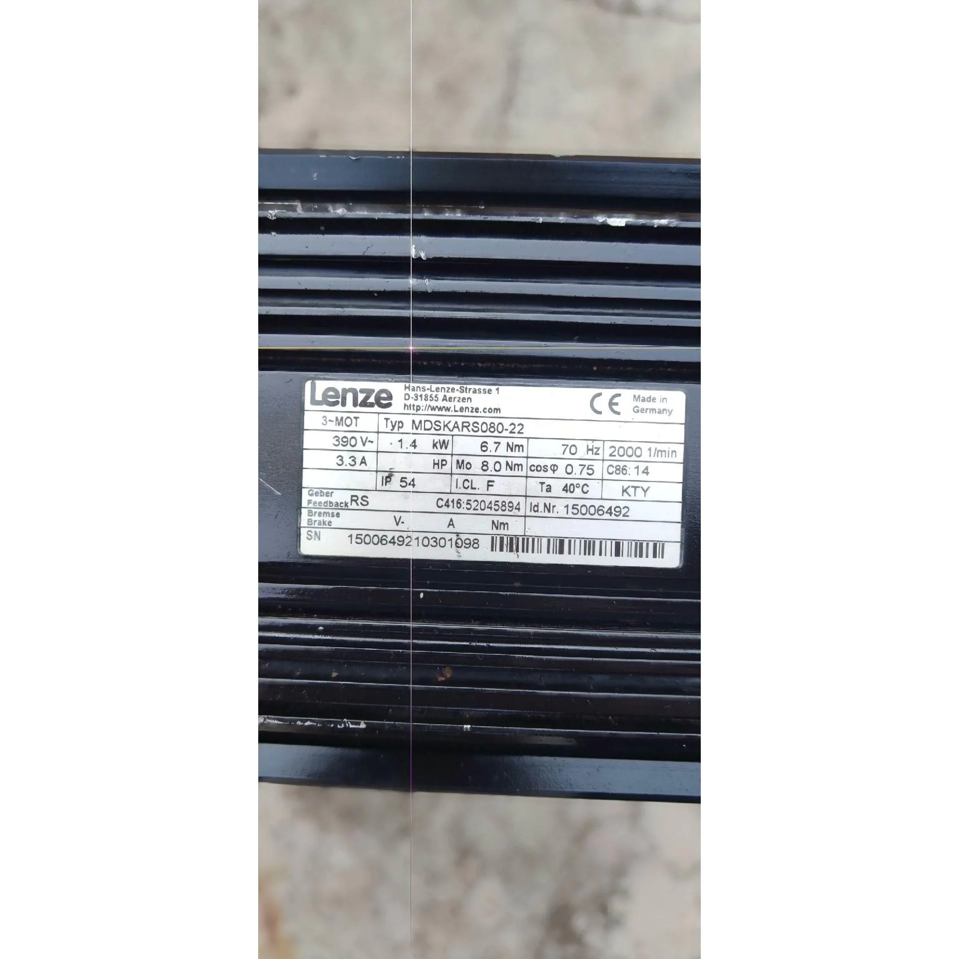 非标价天津1415粗纱机伦茨伺服电机一台，包管用，包顺丰快递议价