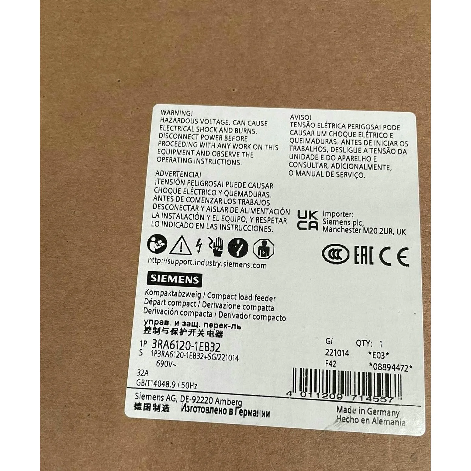 非标价3RA6120-1EB32 SIRIUS 紧凑型负荷馈线议价