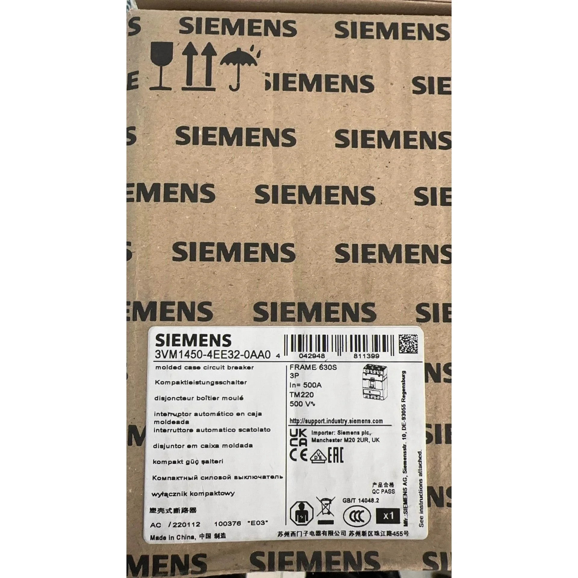 非标价西门子塑壳断路器 3VM1450-4EE32-0AA0 全新议价