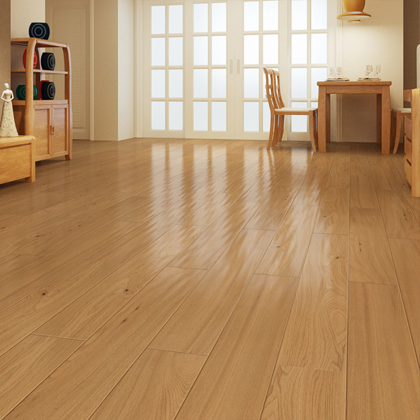 多米阳光多层实木复合橡木原木地板家用地暖专用环保防水锁扣15mm