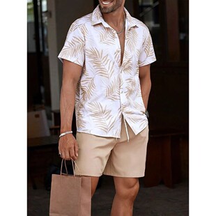 shirt shorts 套装 short 男 短裤 sleeved 衬衫 Collar set翻领短袖