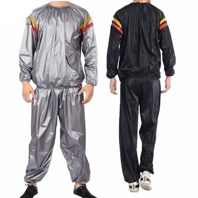 男PVC银色运动暴汗桑拿服套