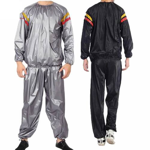 男PVC银色运动暴汗桑拿服套