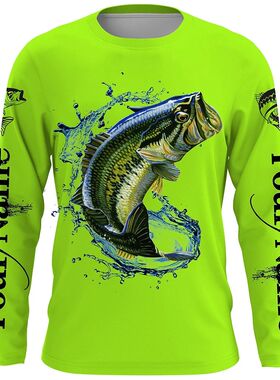Fisherman 3D printed long sleeves男士钓鱼者3D印花运动长袖T恤