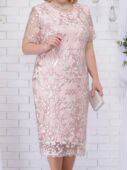 lace slim fitting Embroidered dress圆领绣花蕾丝修身 连衣裙女