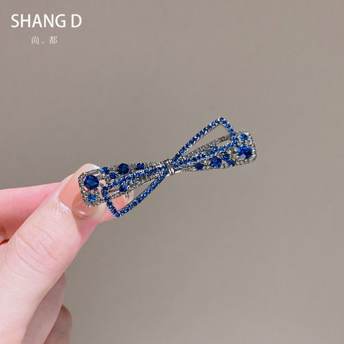轻奢水钻蝴蝶结发夹复古鸭嘴夹女