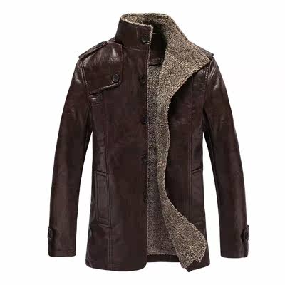皮衣外套男夹克Leather Jacket Men Warm Winter Jackets Coats
