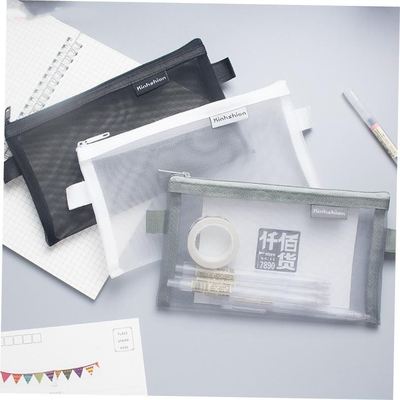 Simple Transparent Mesh Pencil Case Office Student Pencil Ca