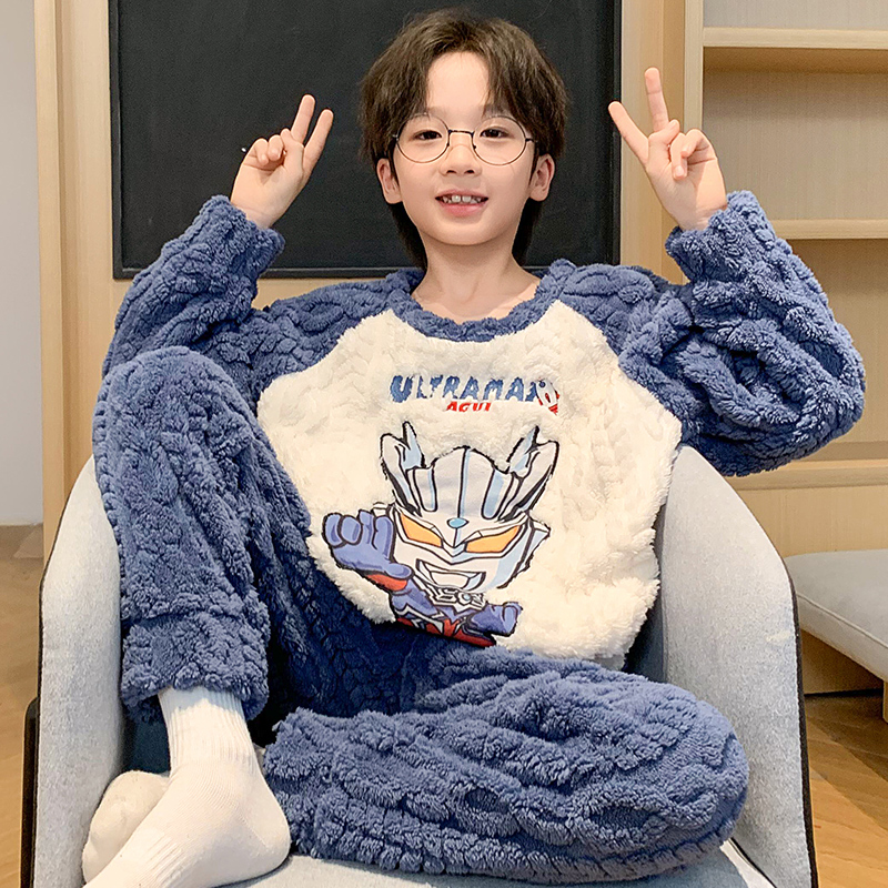 儿童睡衣男孩秋冬季加绒加厚款
