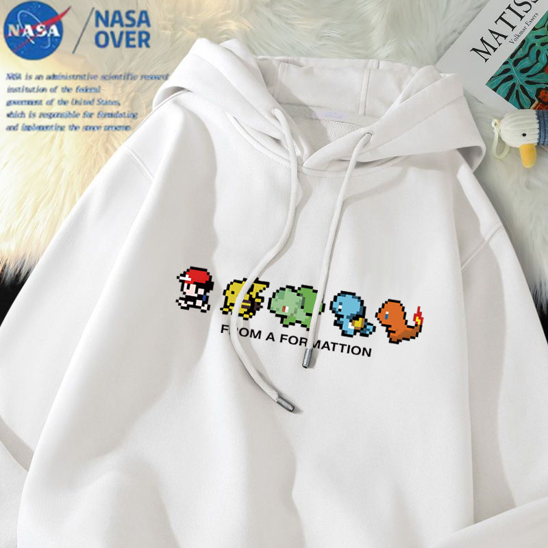 NASA联名美式神奇宝贝高街潮牌卫衣连帽卫衣百搭休闲上衣oversize