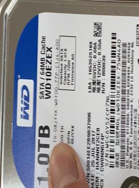 西部数据WD10EZEX台式机硬盘1T蓝盘3.5寸 功能正常