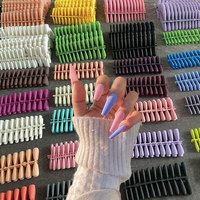 24pcs Mix Colors Matte Super Long Coffin False Nail Ballet