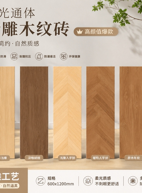 柔光通体鱼骨木纹砖防滑耐磨