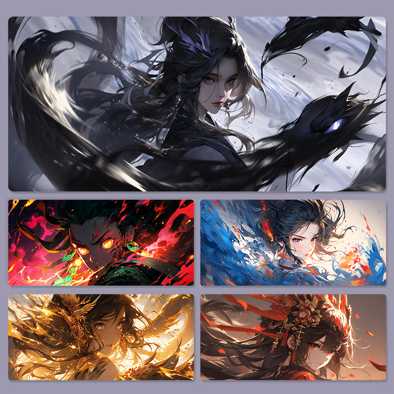 水墨国风二次元动漫电竞鼠标垫