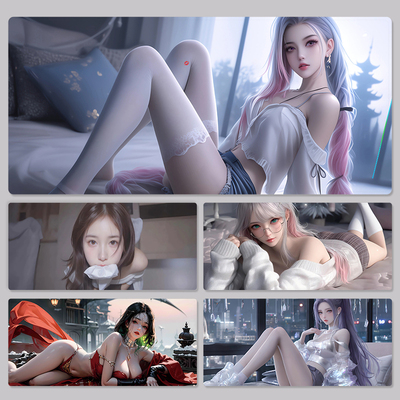 电竞美女鼠标垫超大号键盘垫加厚