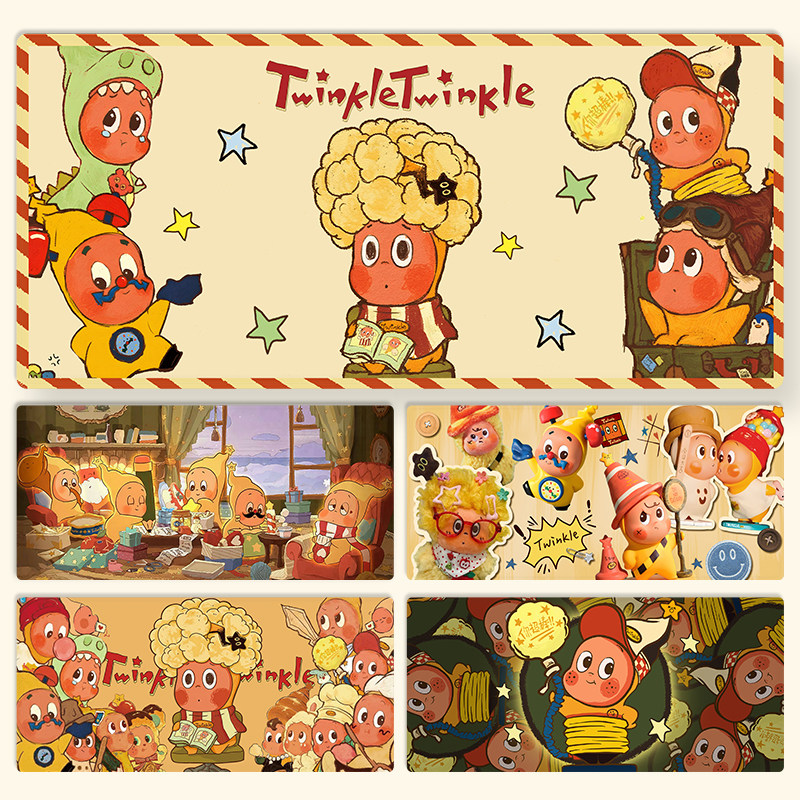 可爱卡通星星人鼠标垫超大号女生办公学习电脑桌面垫键盘滑鼠垫