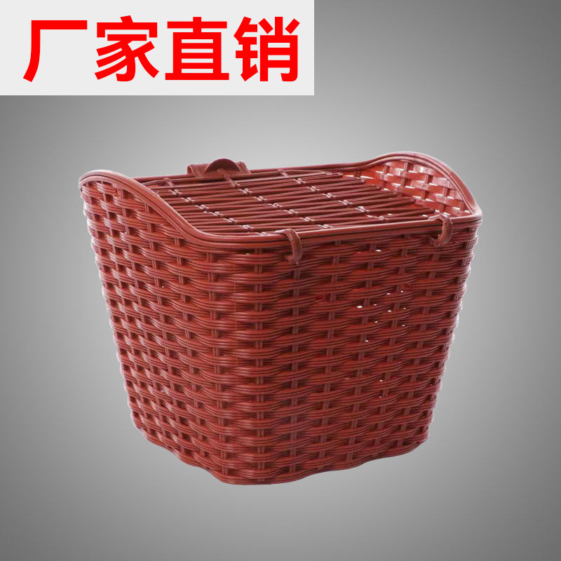 塑料带盖车篮子车筐篓子自行车车筐自行车塑料车蓝子包邮