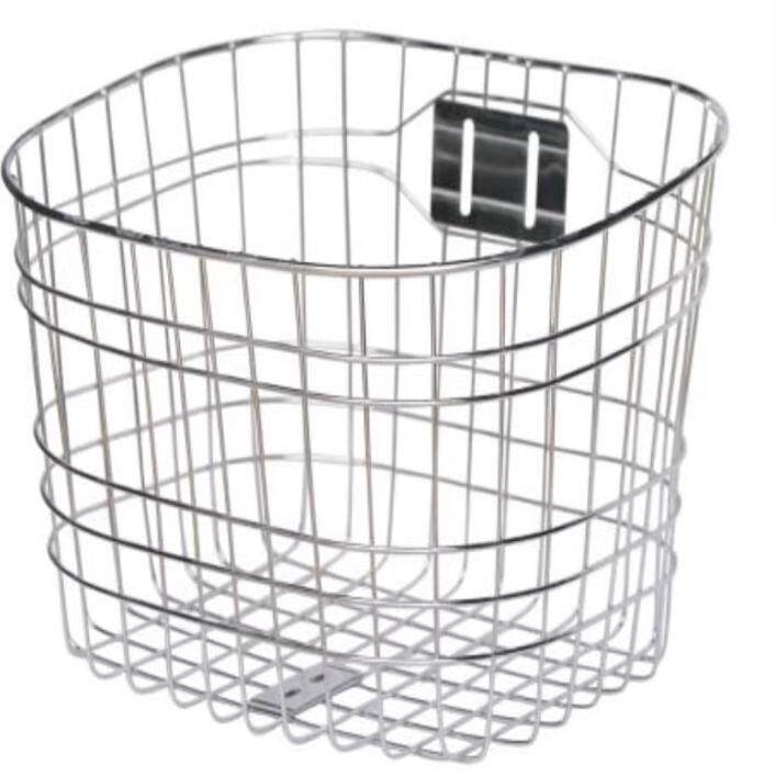 不锈钢自行车电动车前单车菜篮篓车头筐宠物置物书包防锈中圆带盖