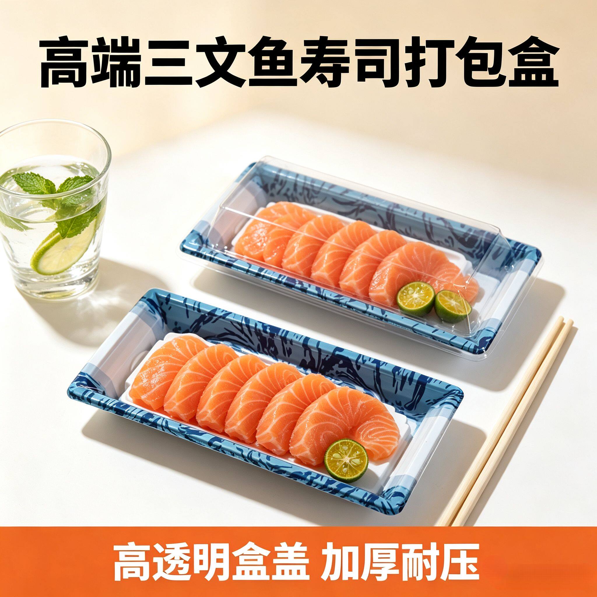 高档三文鱼刺身一次性外卖打包盒