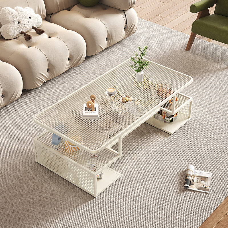 2025新款设计师奶油风钢化玻璃客厅家用沙发茶几小户型轻奢茶几桌,住宅家具,茶几,淘宝优惠券,粉丝福利购,淘宝优惠卷