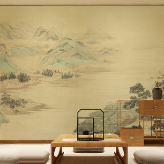 现代中式大气古典水墨山水客厅背景墙纸壁布书房卧室环保定制壁画