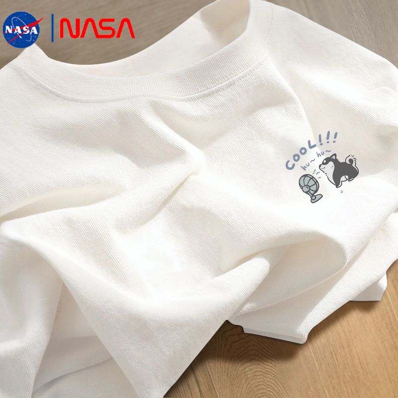 NASA日系短袖t恤男简约百搭上衣2025新款夏季纯棉宽松青少年半袖