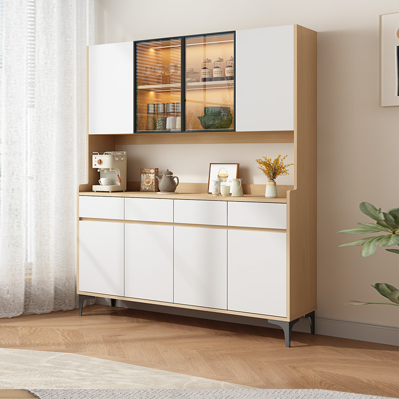 餐边柜靠墙一体家用客厅实木高柜子储物柜轻奢酒柜展示柜厨房橱柜
